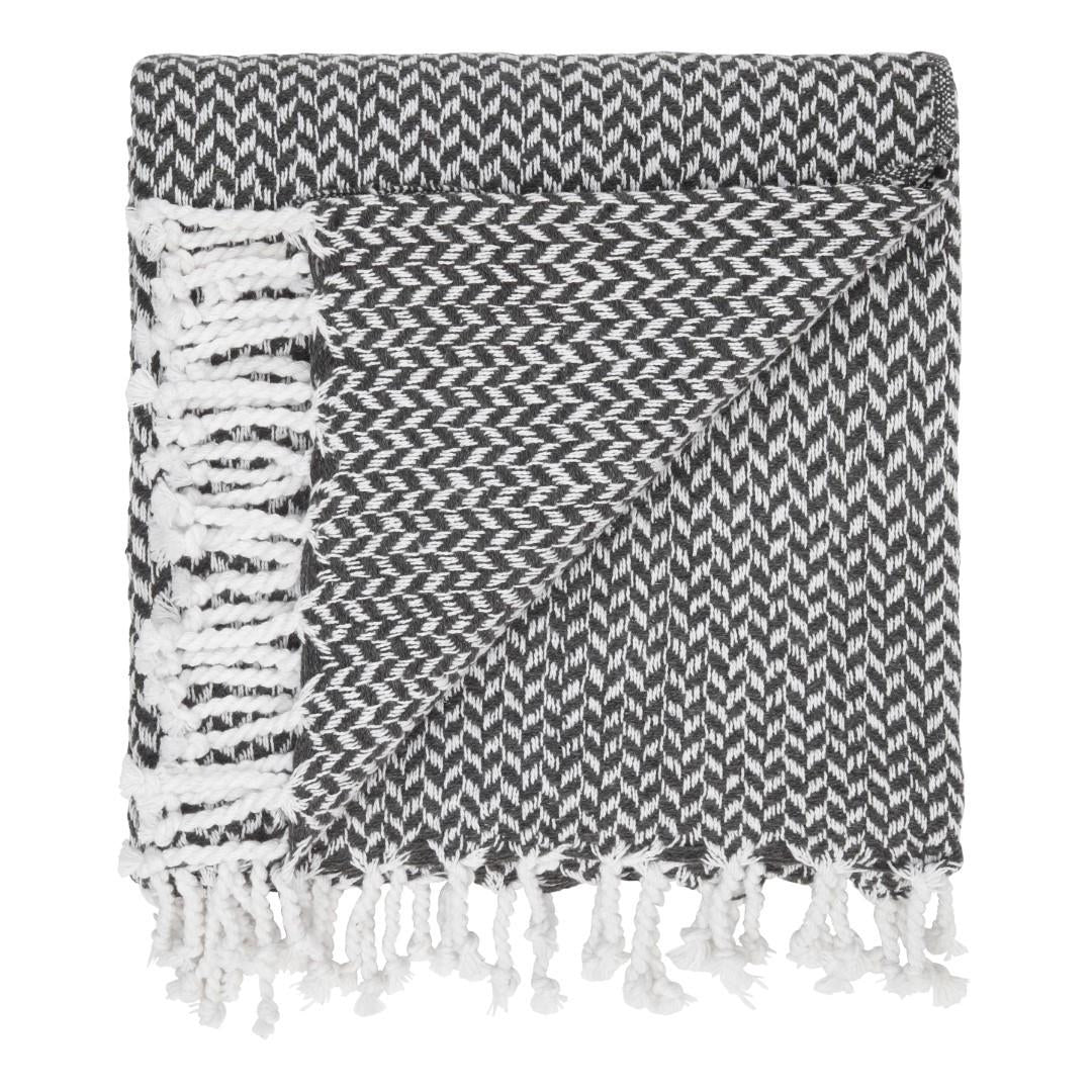 Pläd med fransar i 100% bomull – 135 x 200 cm.