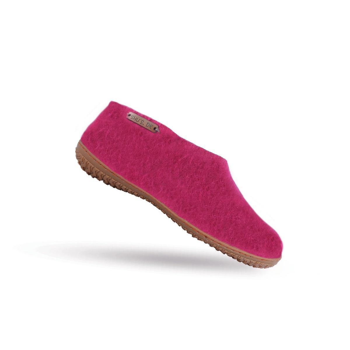 Ulltofflor (100% ren ull) - Modell Rosa med gummisula