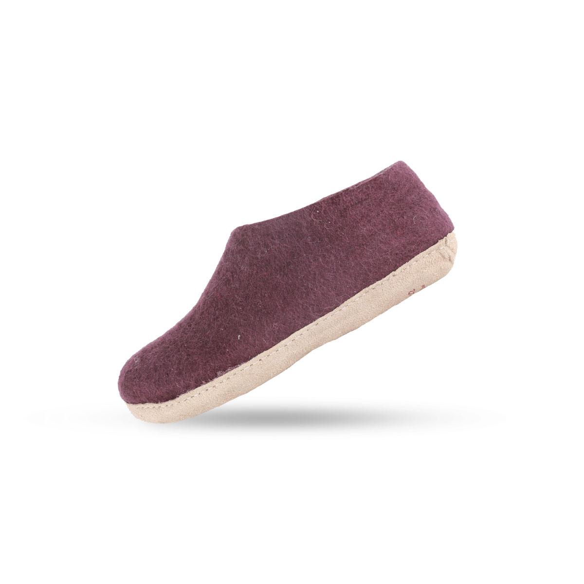 Ulltofflor (100% ren ull) - Modell Lila med mockasula