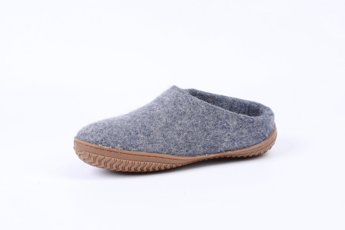 Ulltofflor (100% ren ull) - Modell Denim med gummisula