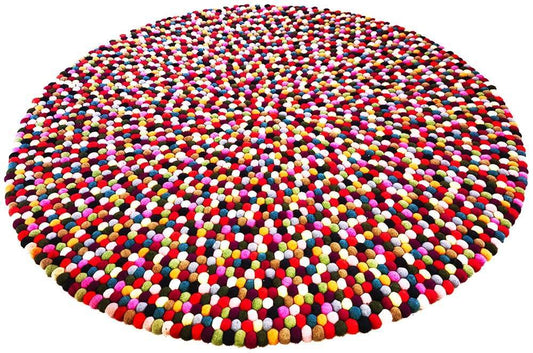 Bollmatta, handgjord i 100% ren ull - flerfärgad