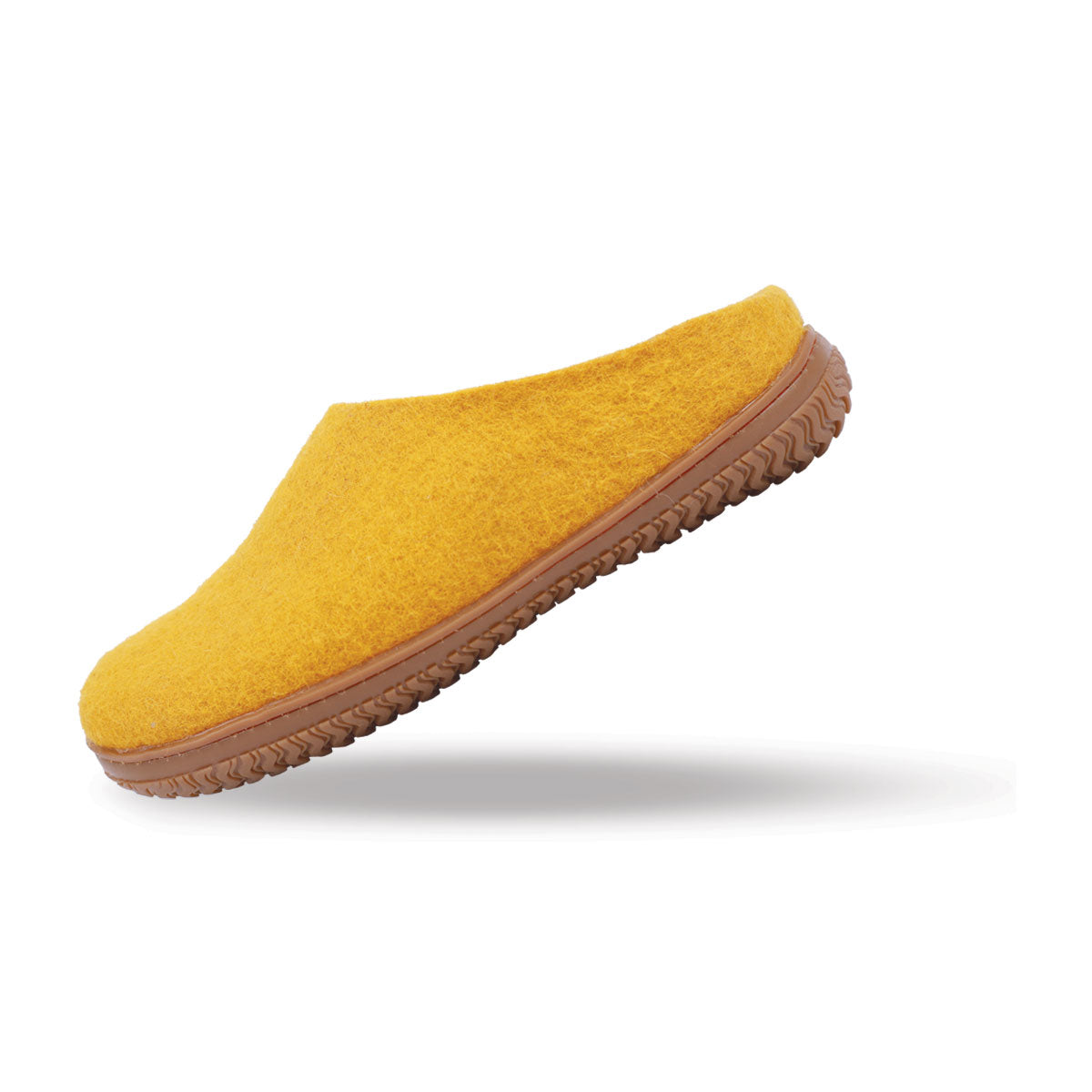 Ulltofflor (100% ren ull) - Modell Curry gul med gummisula