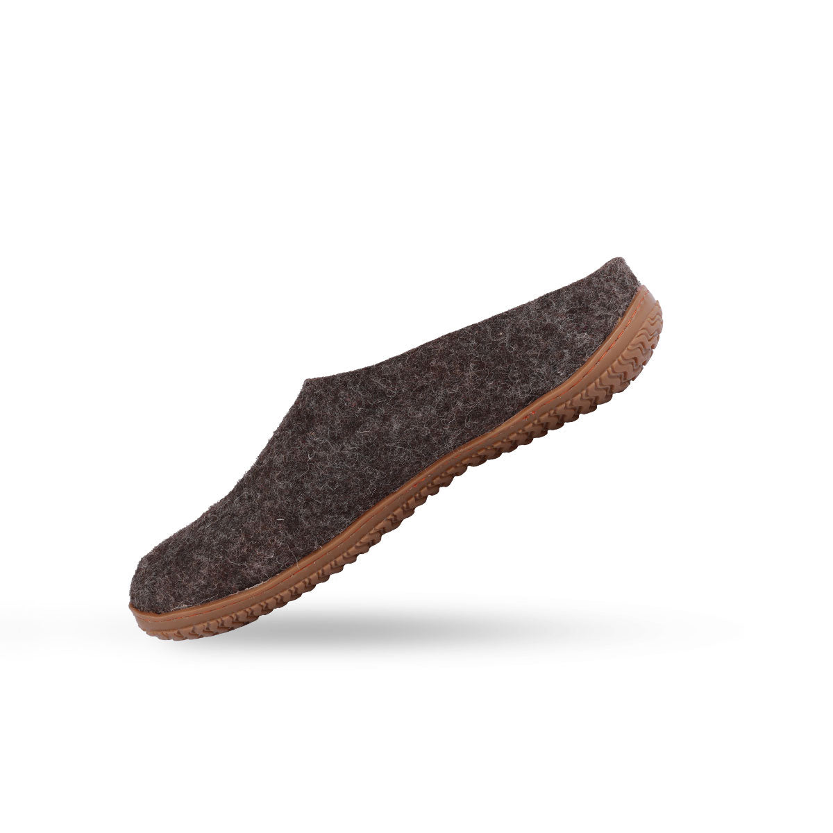 Ulltofflor (100% ren ull) - Modell Brun med gummisula
