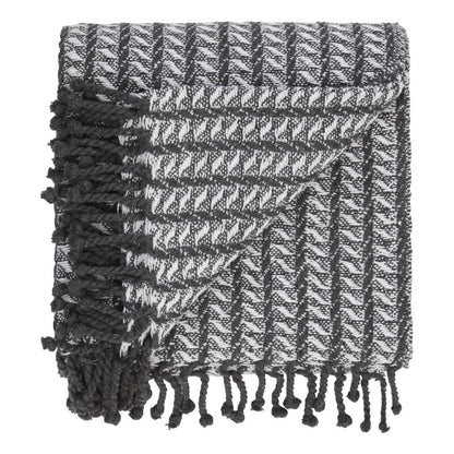 Pläd med fransar i 100% bomull – 135 x 200 cm.