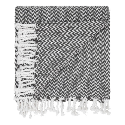 Pläd med fransar i 100% bomull – 135 x 200 cm.