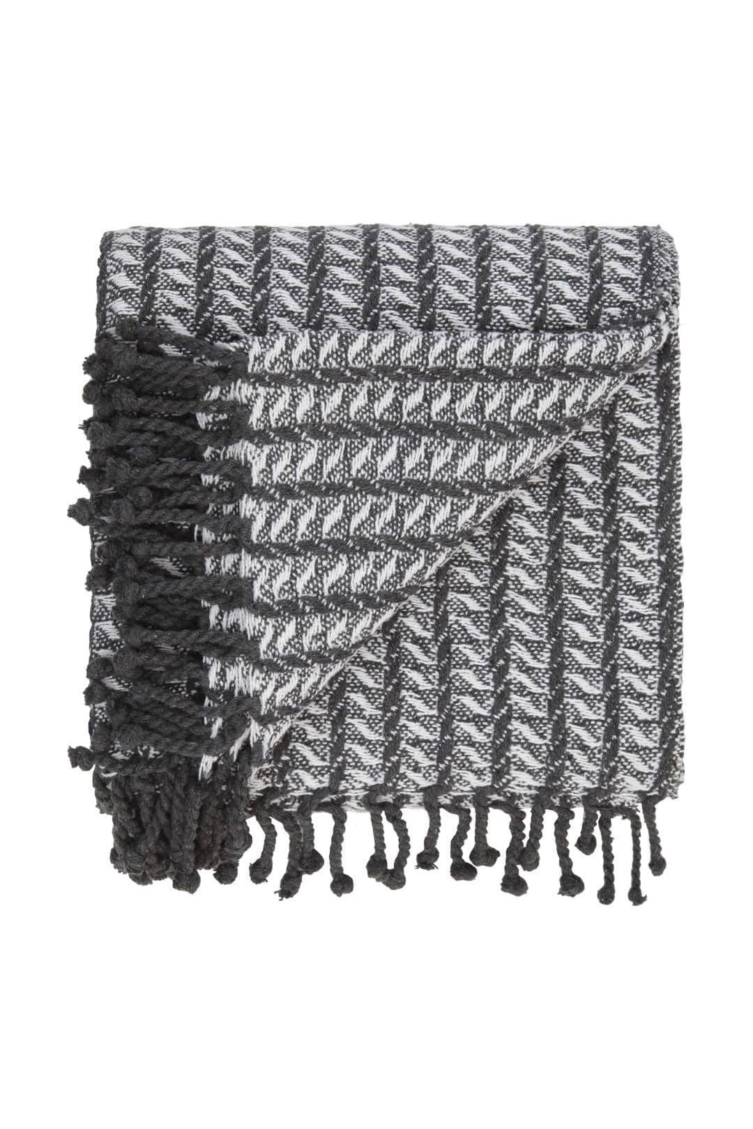 Plaid med frynser i 100% bomuld - 135 x 200 cm. fra Rugs’N’More