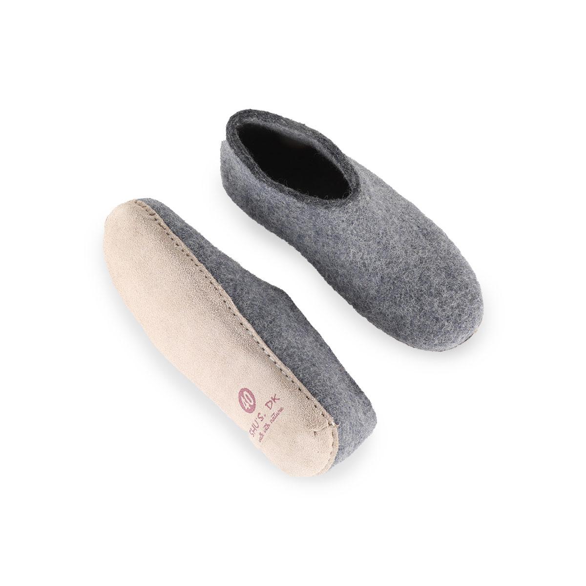 Ulltofflor (100% ren ull) - Modell Denim med mockasula