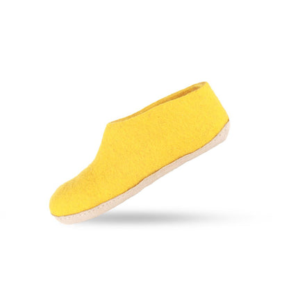 Ulltofflor (100% ren ull) - Modell Curry gul med mockasula