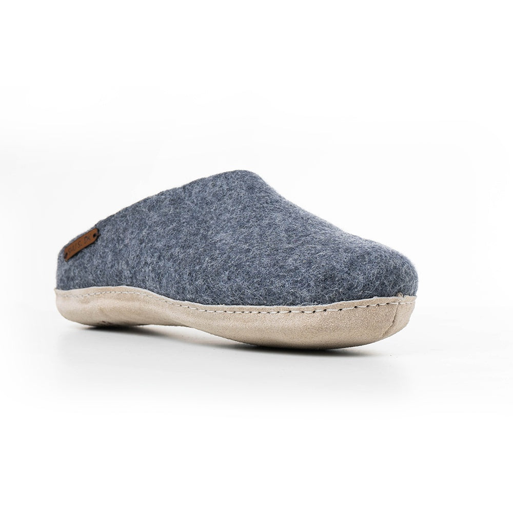 Ulltofflor (100% ren ull) - Modell Denim med mockasula
