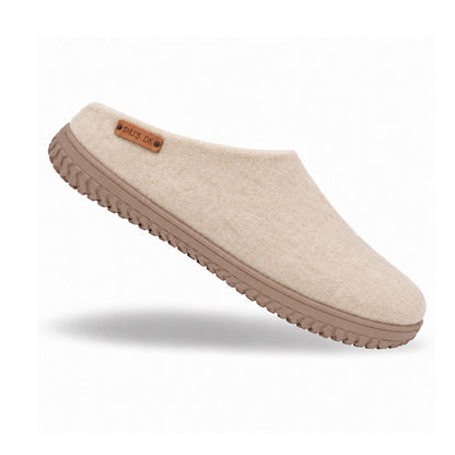 Ulltofflor (100% ren ull) - Modell Beige med gummisula