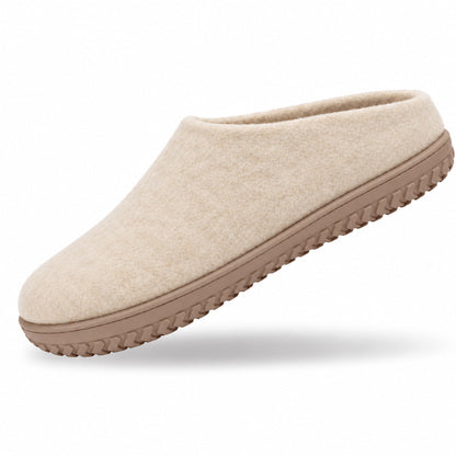 Ulltofflor (100% ren ull) - Modell Beige med gummisula