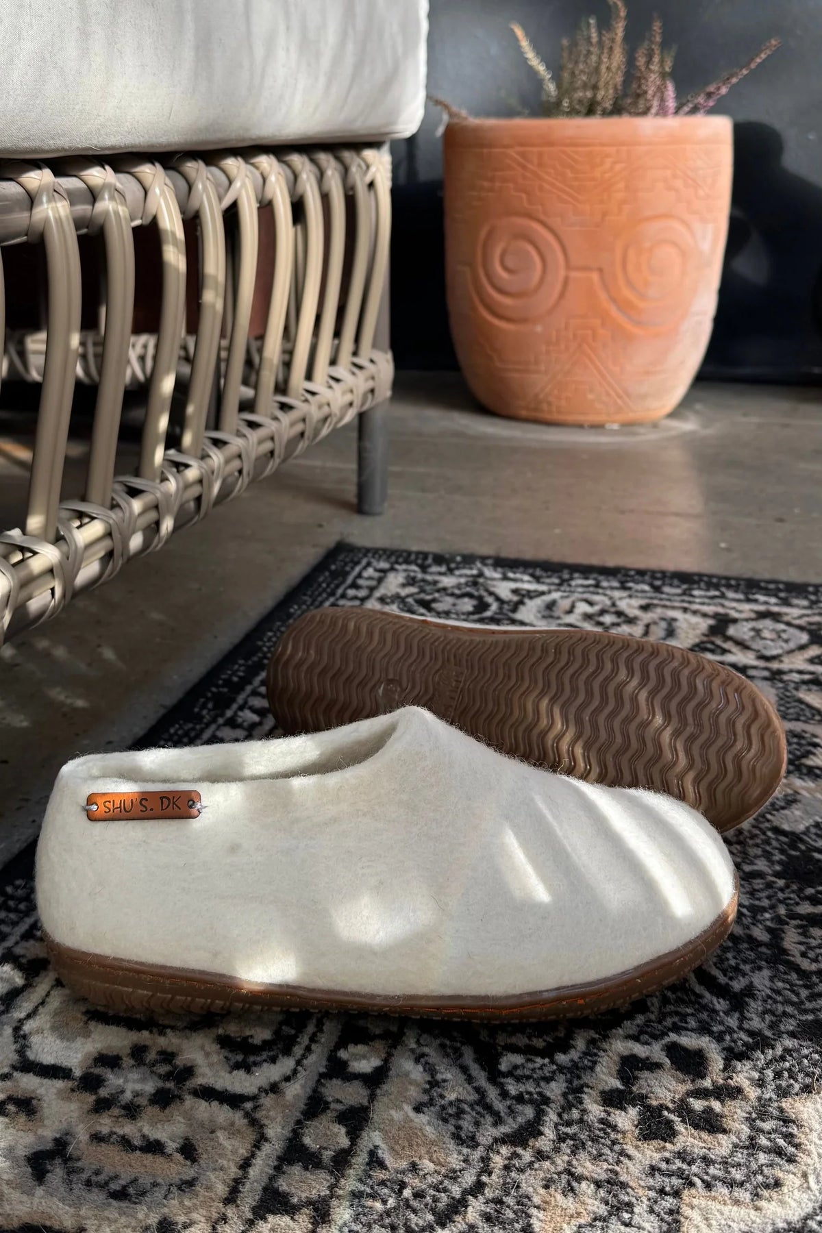 Ullskor (100% ren ull) - Modell Beige med gummisula