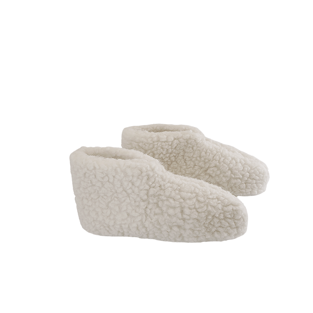 Fluffiga ulltofflor (100% ren ull) – Modell Vit