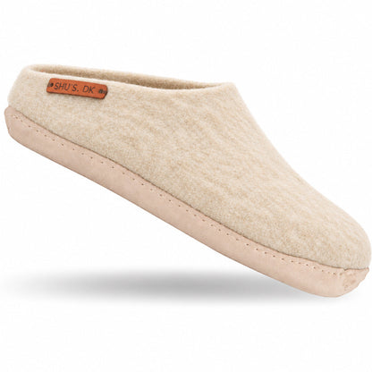 Ulltoffel (100 % ren ull) – Modell Beige med skinnsula