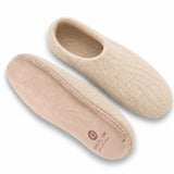 Ulltoffel (100 % ren ull) – Modell Beige med skinnsula