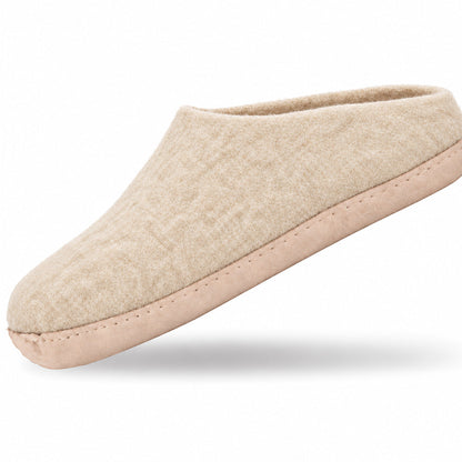Ulltoffel (100 % ren ull) – Modell Beige med skinnsula